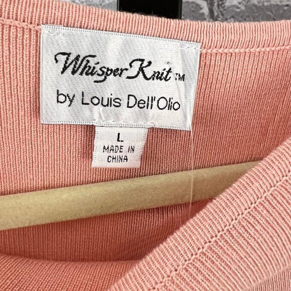 Whisper Knit By Louis Dell Olio Womens Pink Pearl Sleeve Sweater Size L NEW - Picture 2 of 6